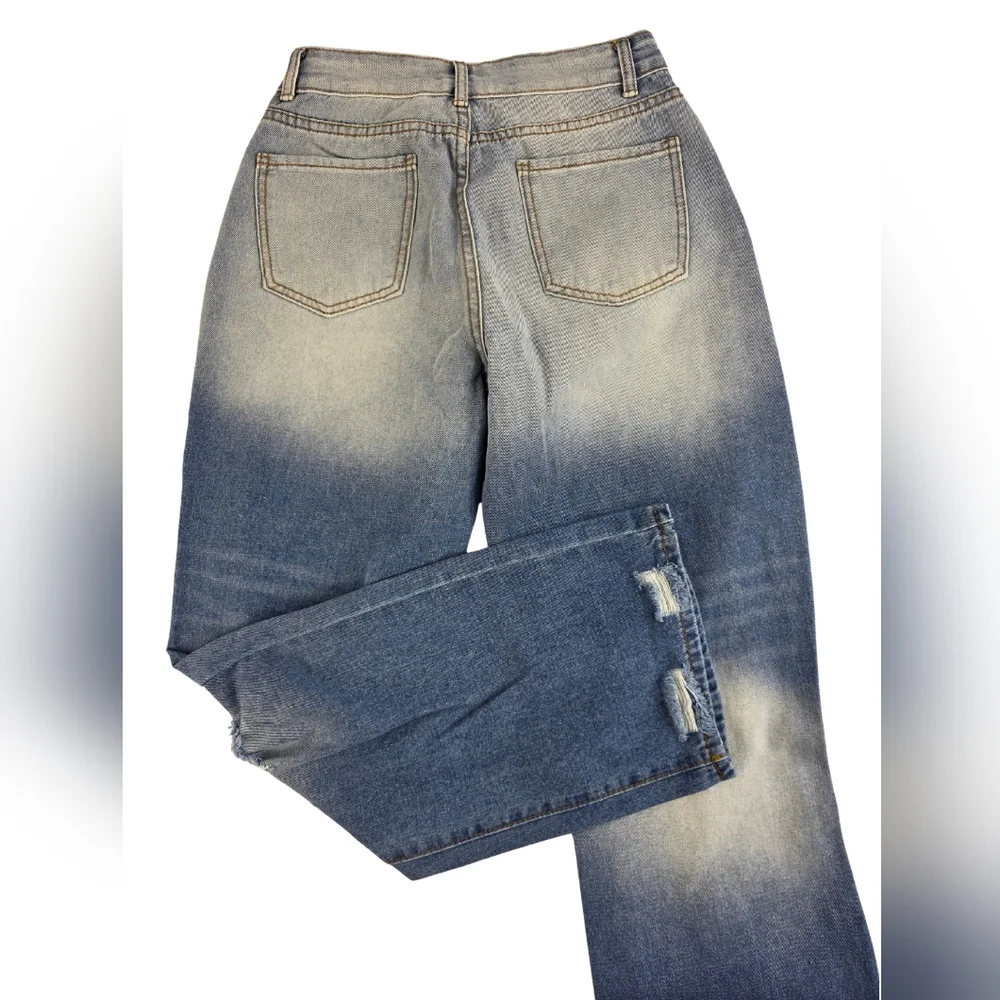 SHEIN Distressed Straight Leg Jeans Size 28 High Rise 3324-i